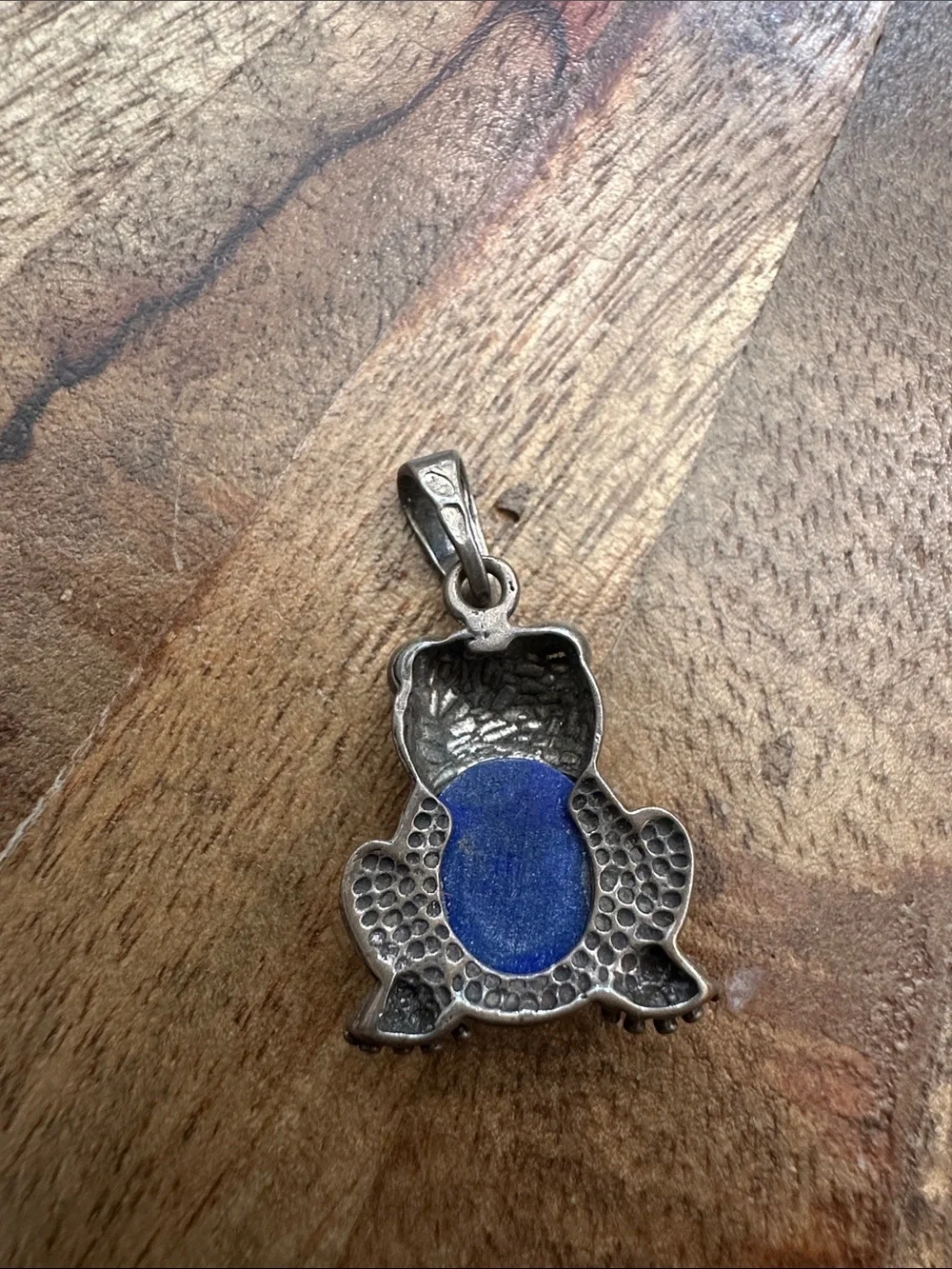 Sterling and Lapis Frog Pendant